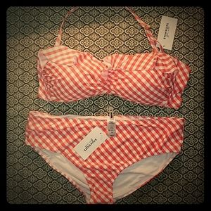 Coral Gingham Originator Pali Hipster Bikini NWT